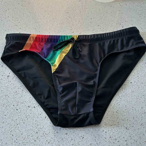 Men’s swim brief multi coloured stripes - Picture 6 of 9